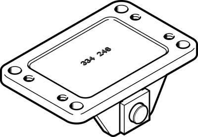 Dessin technique d'un composant rectangulaire portant l'inscription '334 248', pourvu de plusieurs trous de fixation et d'un raccordement en saillie.