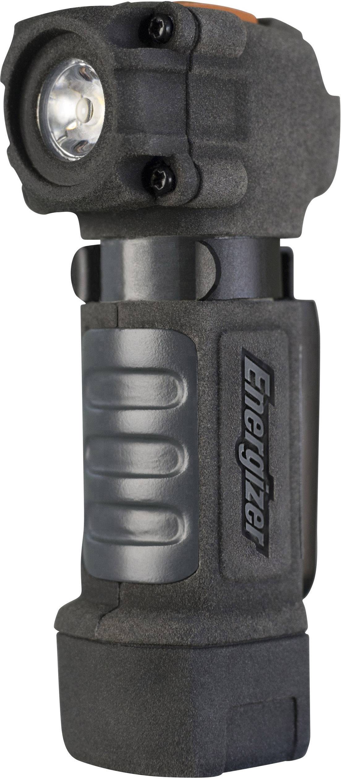 Lampe de poche Energizer avec boîtier noir robuste et poignée latérale.