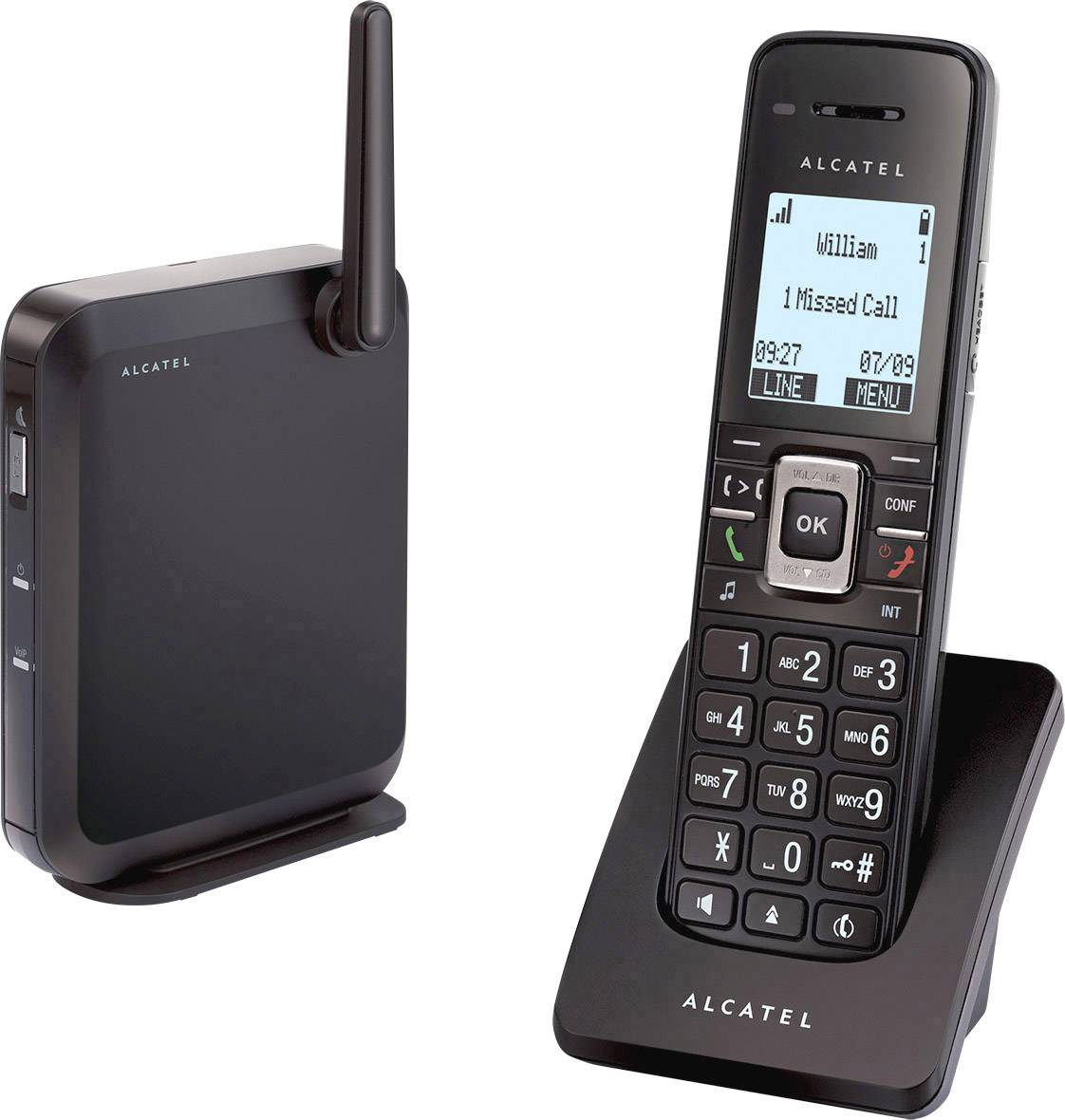 Alcatel P DECT Repeater Schnurloses Telefon VoIP Beleuchtetes Display Schwarz