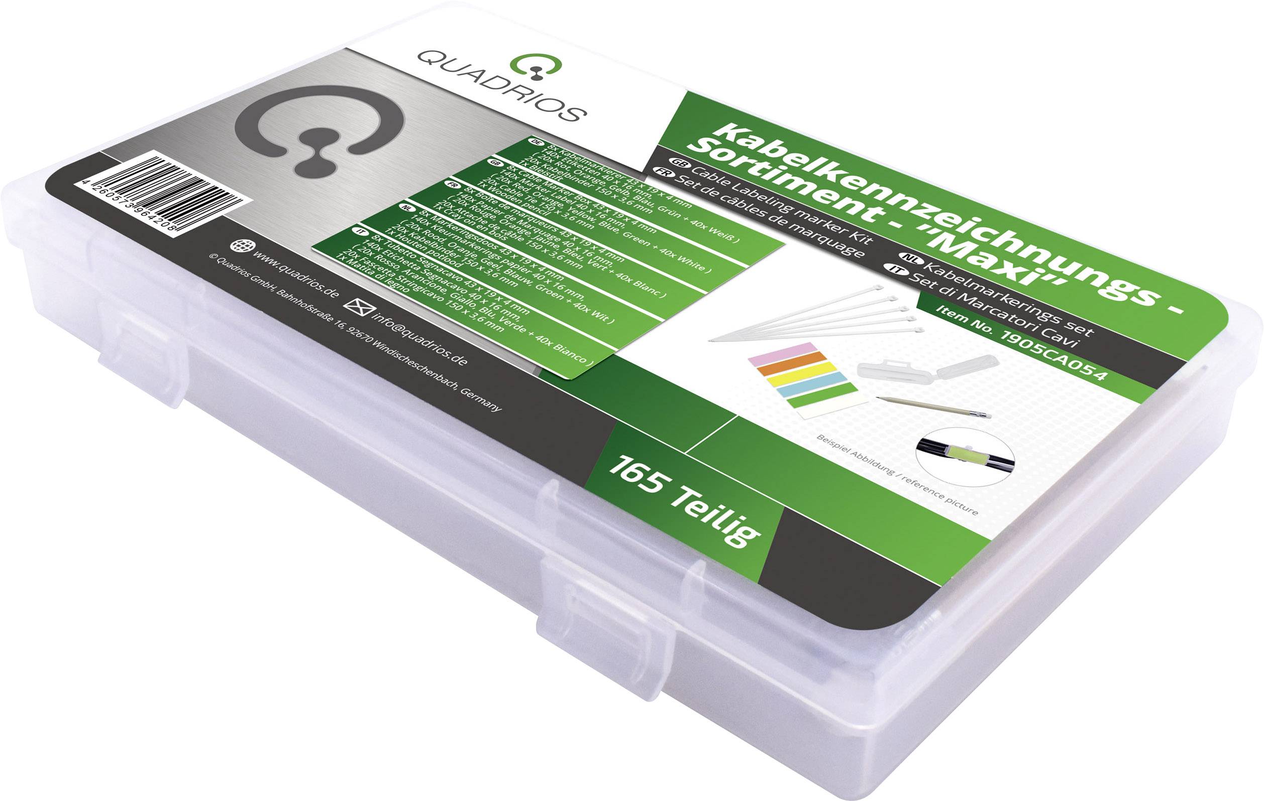 Quadrios 1905CA054 Assortiment pour étiquetage de câbles Type de montage: pour collier serre-câbles Surface de marquage: 40 x 16