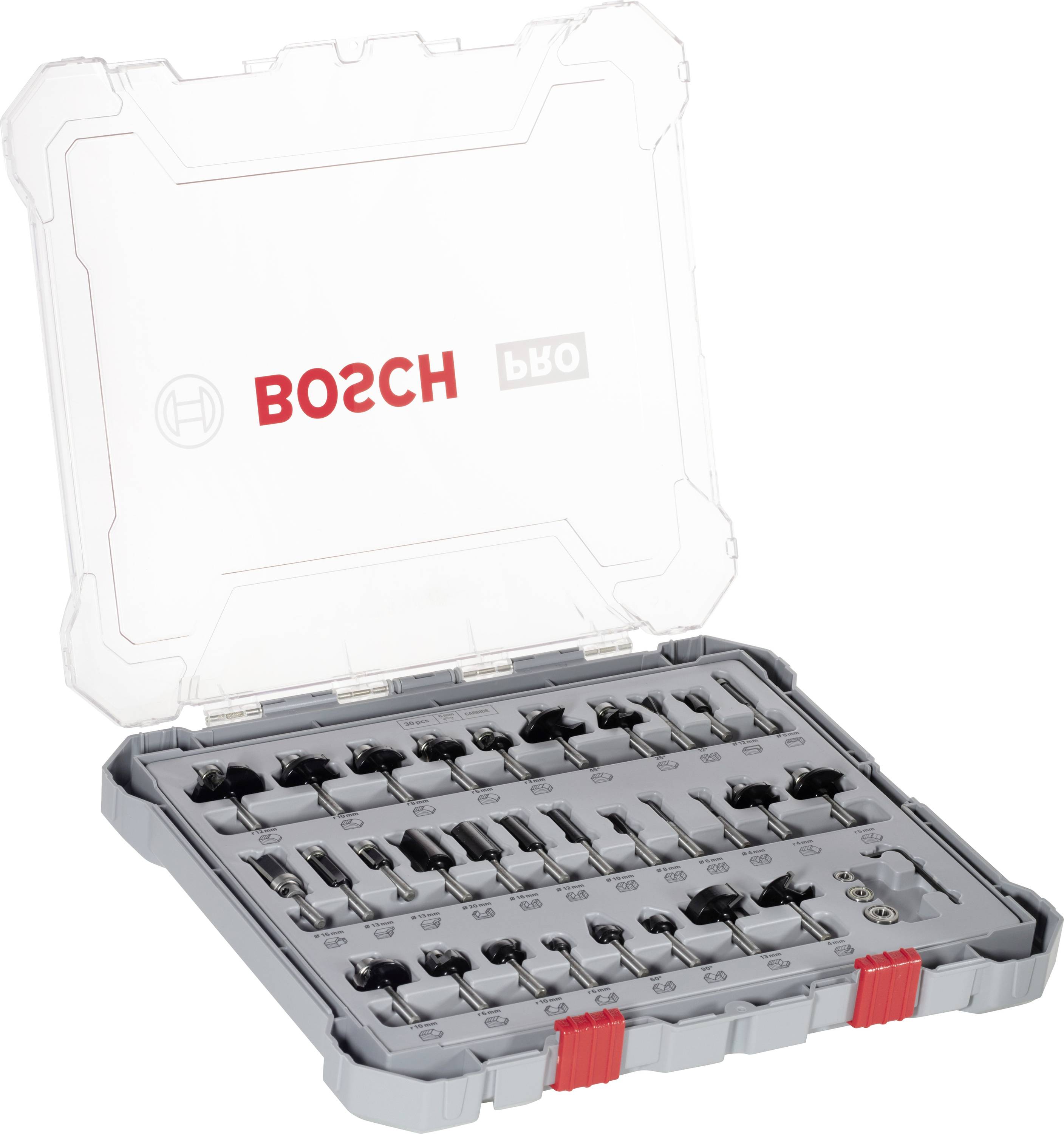 SET de fraises, tige de 6 mm, 30 pièces Bosch Accessories 2607017474