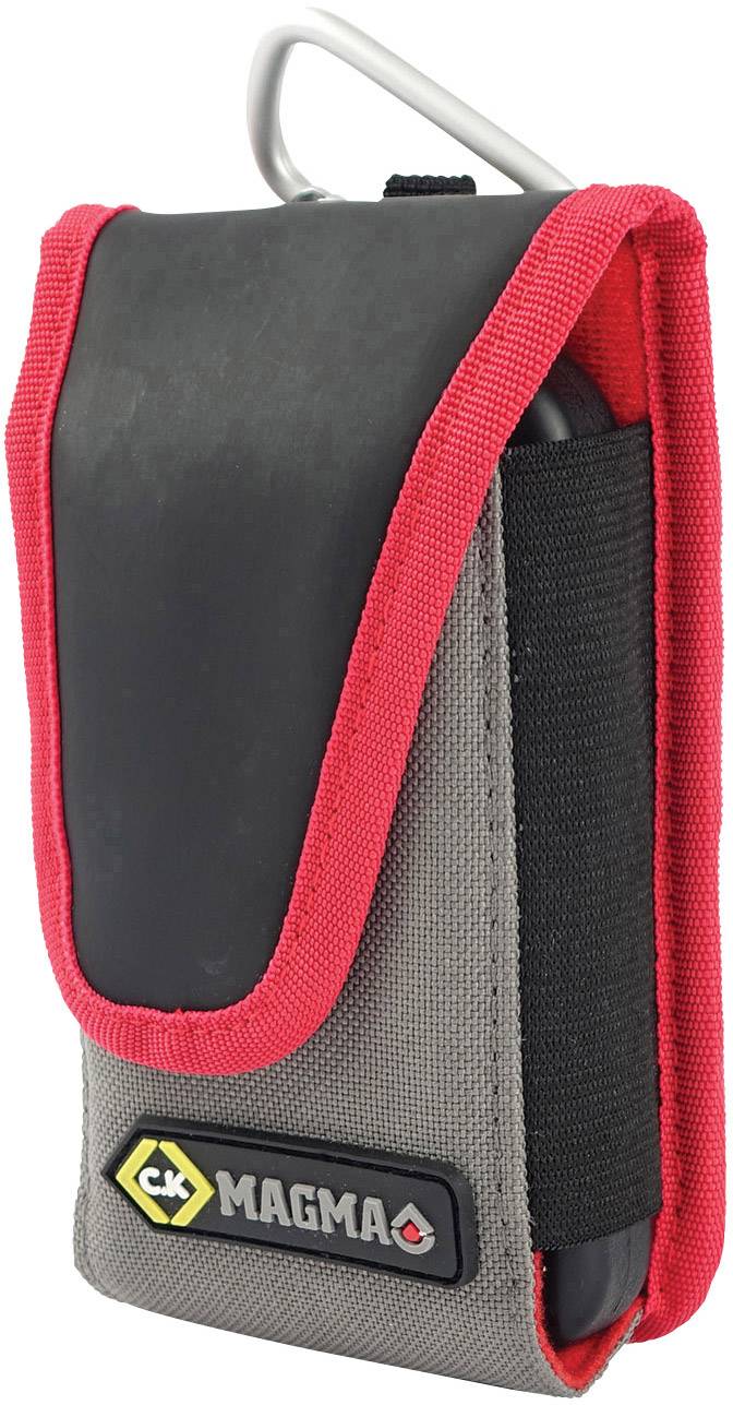 Étui de protection pour outil électrique, design robuste, logo de marque 'C.K Magma', plastique et tissu rouge et noir avec passant de ceinture.