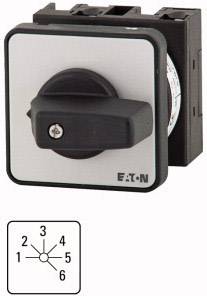 Commutateur rotatif à six positions d'EATON, représenté sur un schéma de câblage. Utilisé pour le contrôle d'appareils électriques.