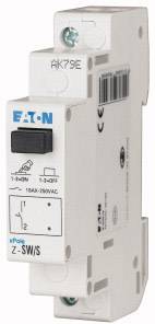Un interrupteur de protection blanc d'Eaton, modèle 'Z-SW/S', conçu pour être installé dans des boîtes de distribution électrique, avec un commutateur noir.