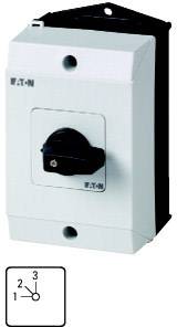 Commutateur en boîtier métallique, position indiquée par les chiffres 1 à 3, adapté aux commandes électriques.