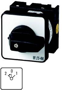 Commutateur rotatif à trois positions : '0', '1', '2'. Le marquage pointe sur la position '0'. Marque 'Eaton' en bas à droite de la façade.