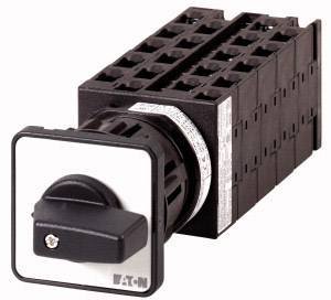 Un levier de commutation électrique noir d'Eaton, utilisé pour contrôler des circuits électriques.