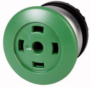 Bouton poussoir rond vert avec des éléments noirs et argentés. Couramment utilisé comme bouton de démarrage dans les systèmes de commande industriels.