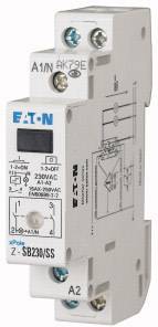 'Z-SB230/SS' Contacteur de Eaton, 1 pôle, 230V AC, 16A, conception compacte, pour montage sur rail DIN dans l'armoire électrique.