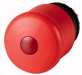 Un grand bouton d'arrêt d'urgence rouge, utilisé pour arrêter des machines ou interrompre des processus en cas d'urgence.