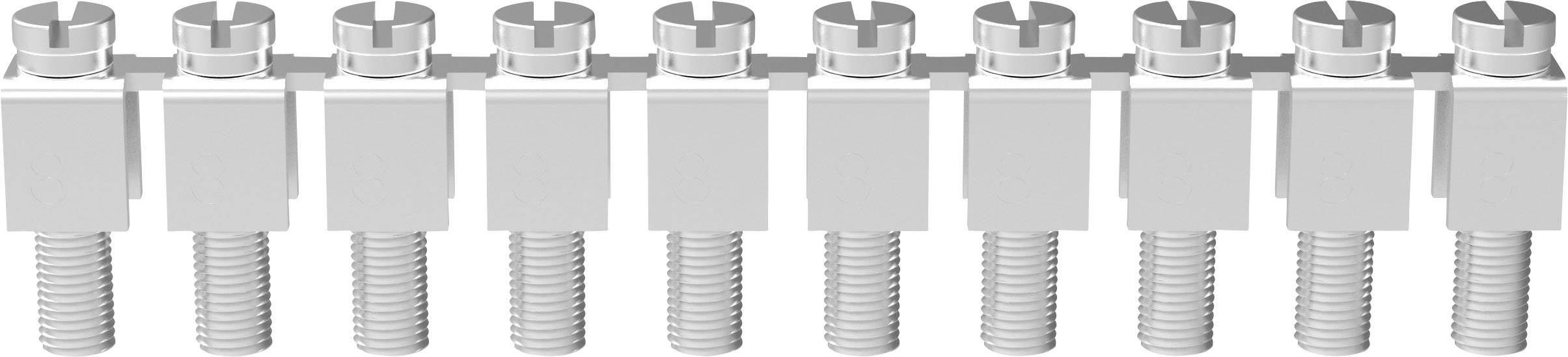 Dix vis uniformes, disposées côte à côte, avec écrou hexagonal et surface de tête plate.