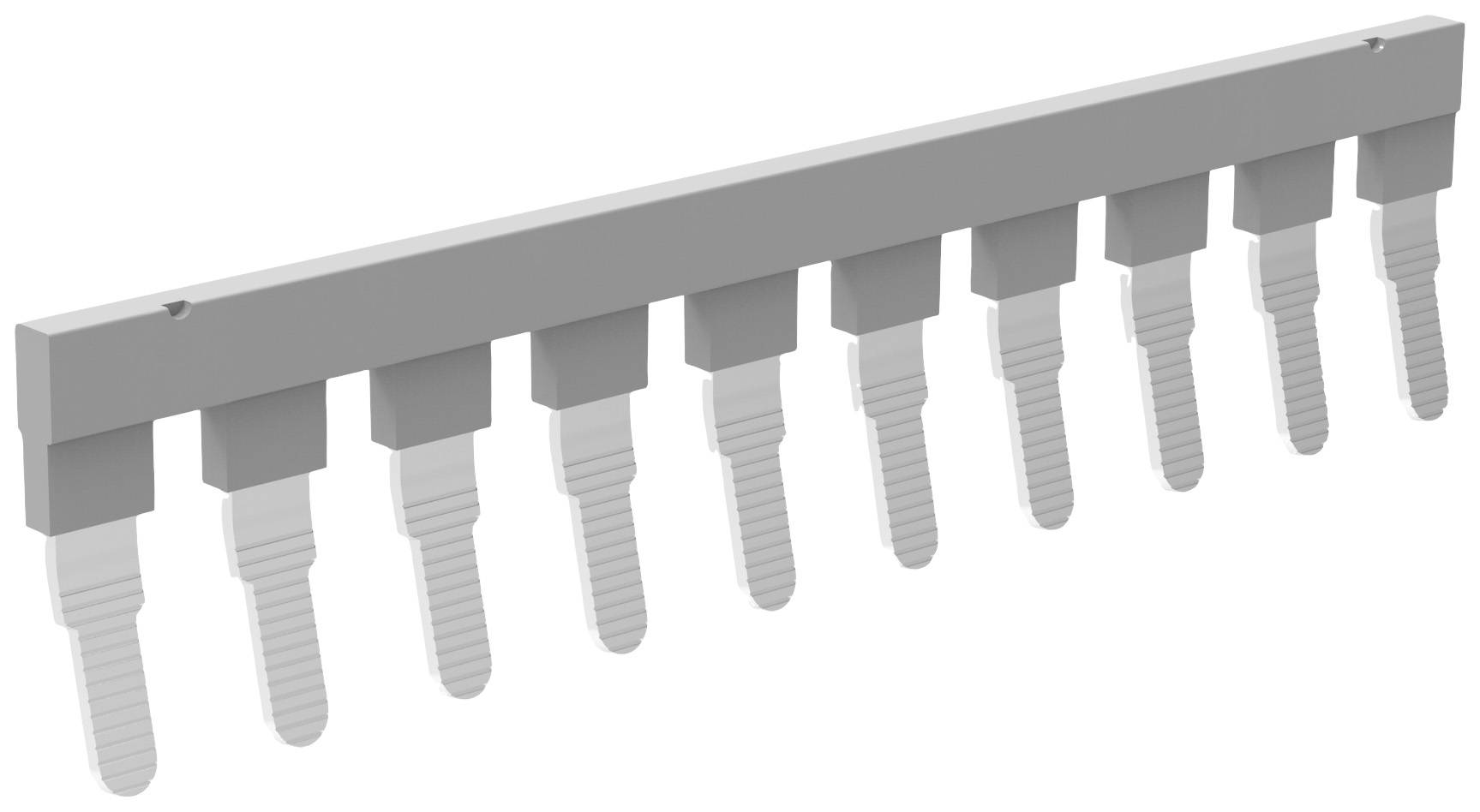 Une barre de support grise avec dix crochets façonnés pour ranger les outils contre un mur.