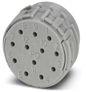 Adaptateur rond gris avec des trous numérotés de 1 à 12 et l'inscription 'PO' au centre. Principalement utilisé pour des connexions techniques.