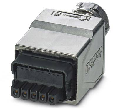 Connecteur métallique à six broches avec un capuchon fileté, adapté aux applications industrielles.