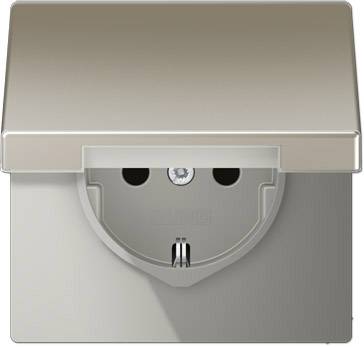 Jung simple Insert Prise avec cache rabattable acier inoxydable ES1520KIKL 1 pc(s)