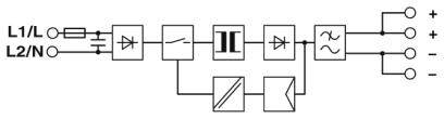 Schéma de circuit d'un redresseur avec filtres et transformateur. Composants principaux : diodes, transformateur, connexions électriques.