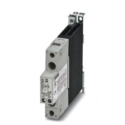 Un interrupteur de protection pour composants électriques, gris, rectangulaire, avec des étiquettes et un marquage CE, adaptable sur rail.