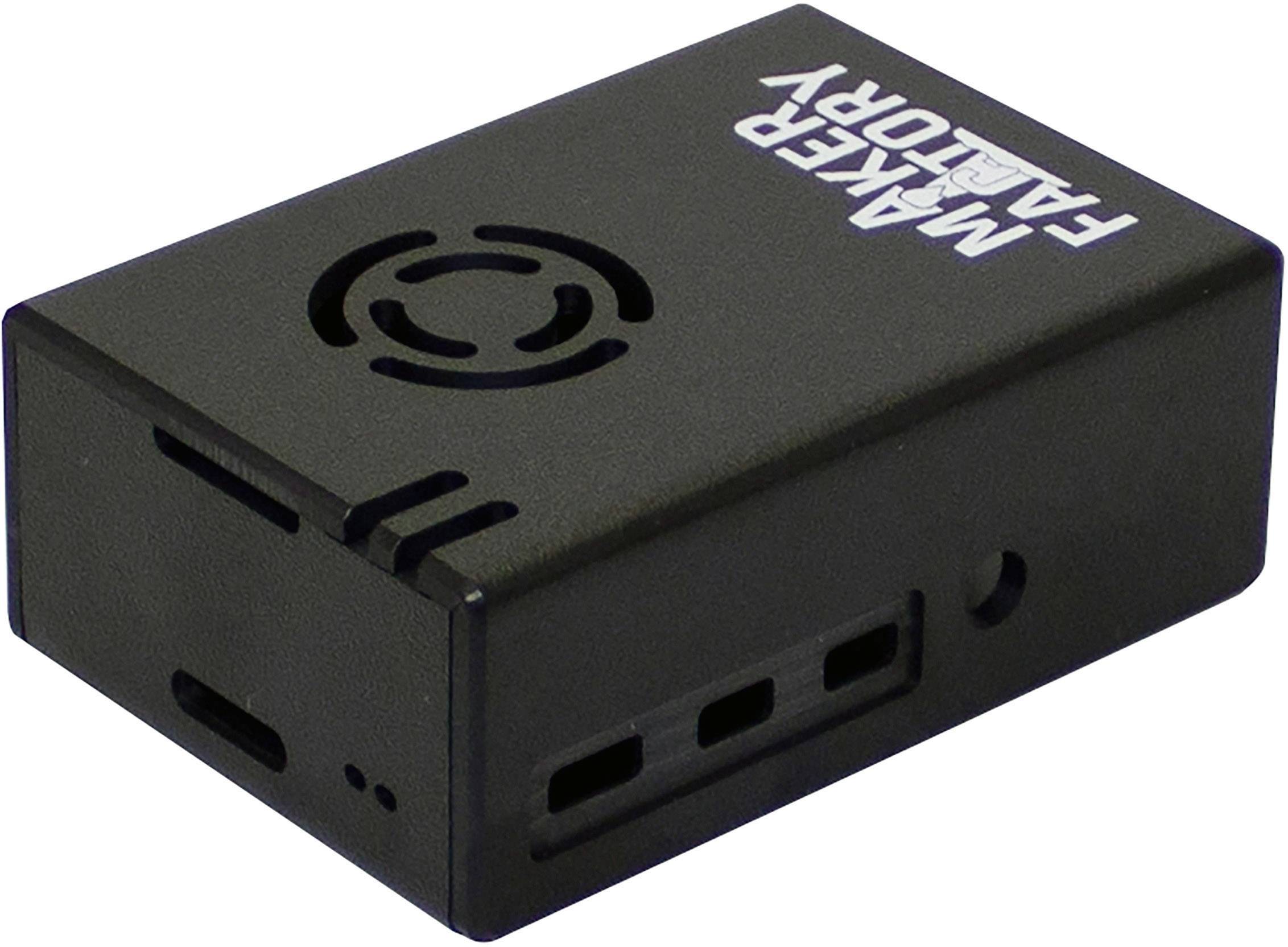 Un appareil électronique rectangulaire noir avec des ouvertures de ventilation et des ports USB. Le dessus porte le logo 'MAKER FIRE'.