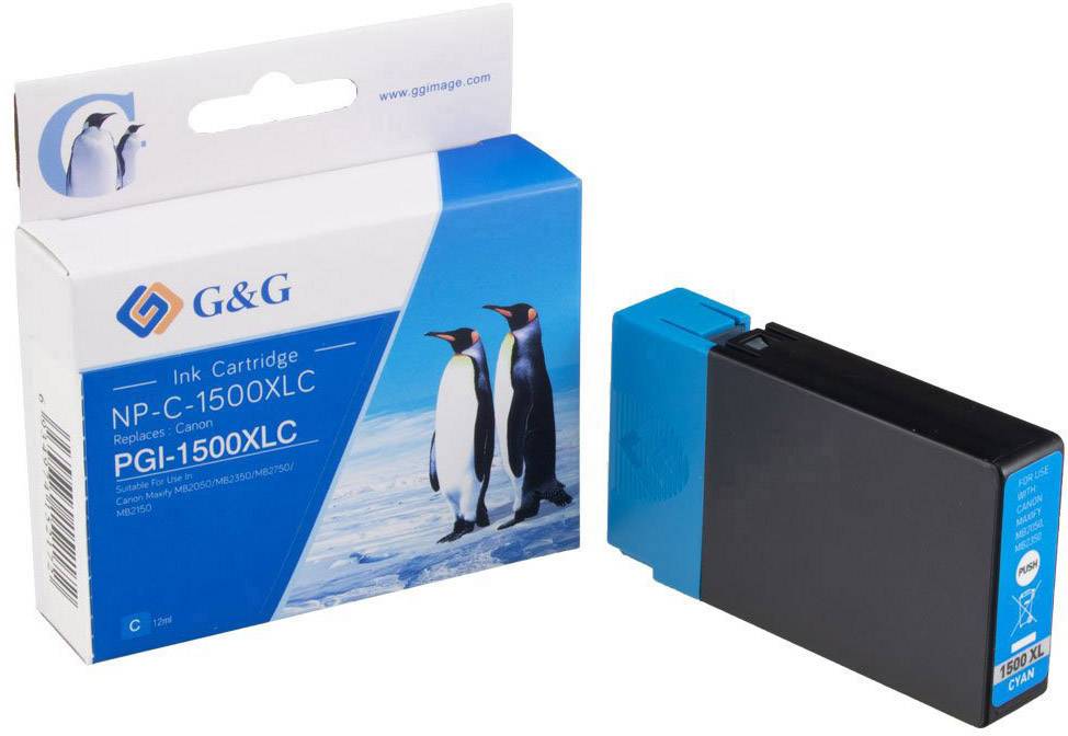 G&G Encre remplace Canon PGI-1500C XL compatible cyan NP-C-1500XLC 1C1500C