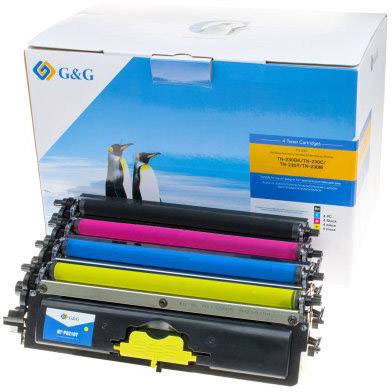 Cassette de toner G&G remplace Brother TN-230BK, TN-230C, TN-230M, TN-230Y compatible noir, magenta, cyan, jaune 2200 pages