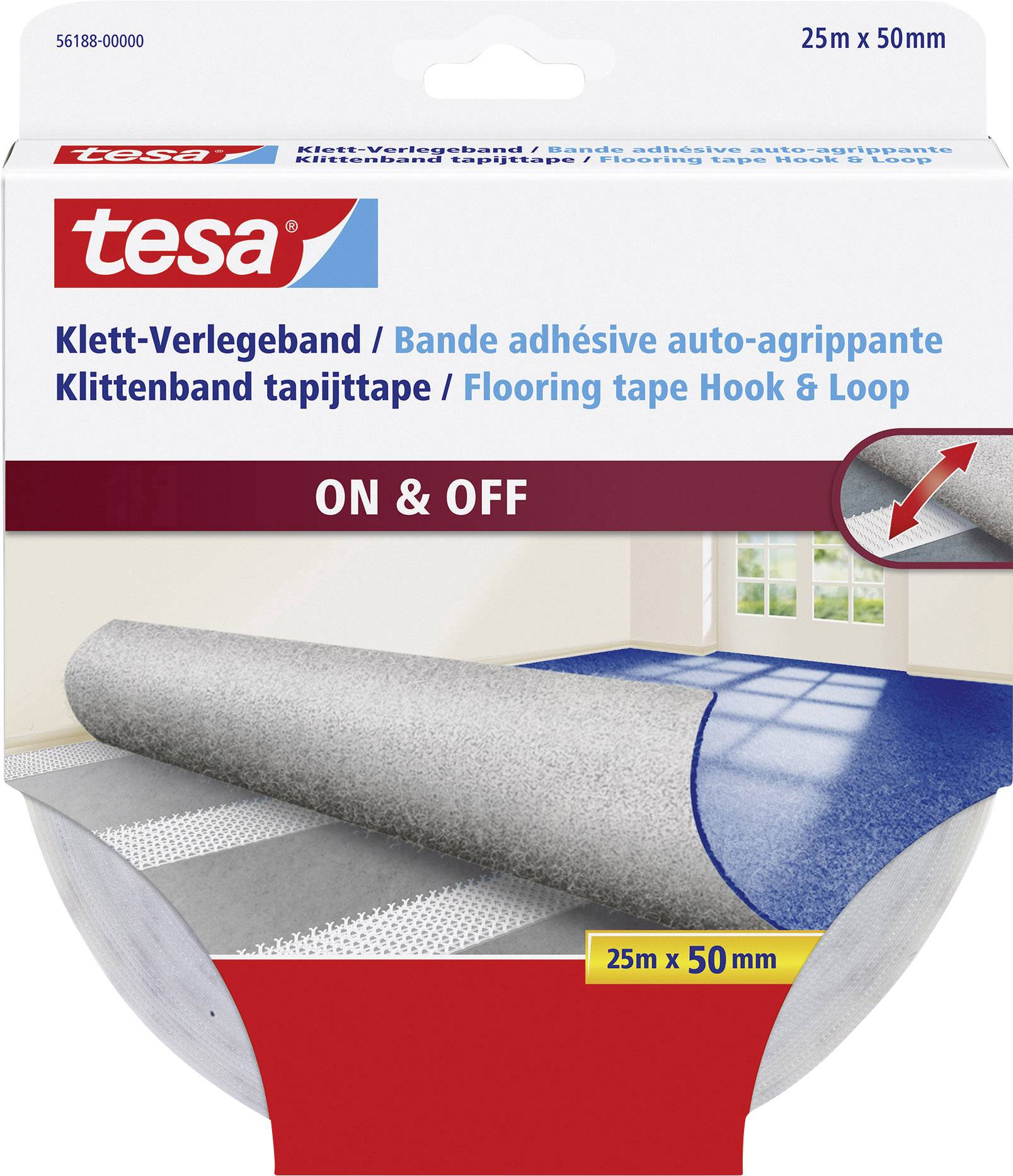 tesa Adhésif double face auto-agrippant à coller (L x l) 25 m x 50 mm blanc 1 pc(s)