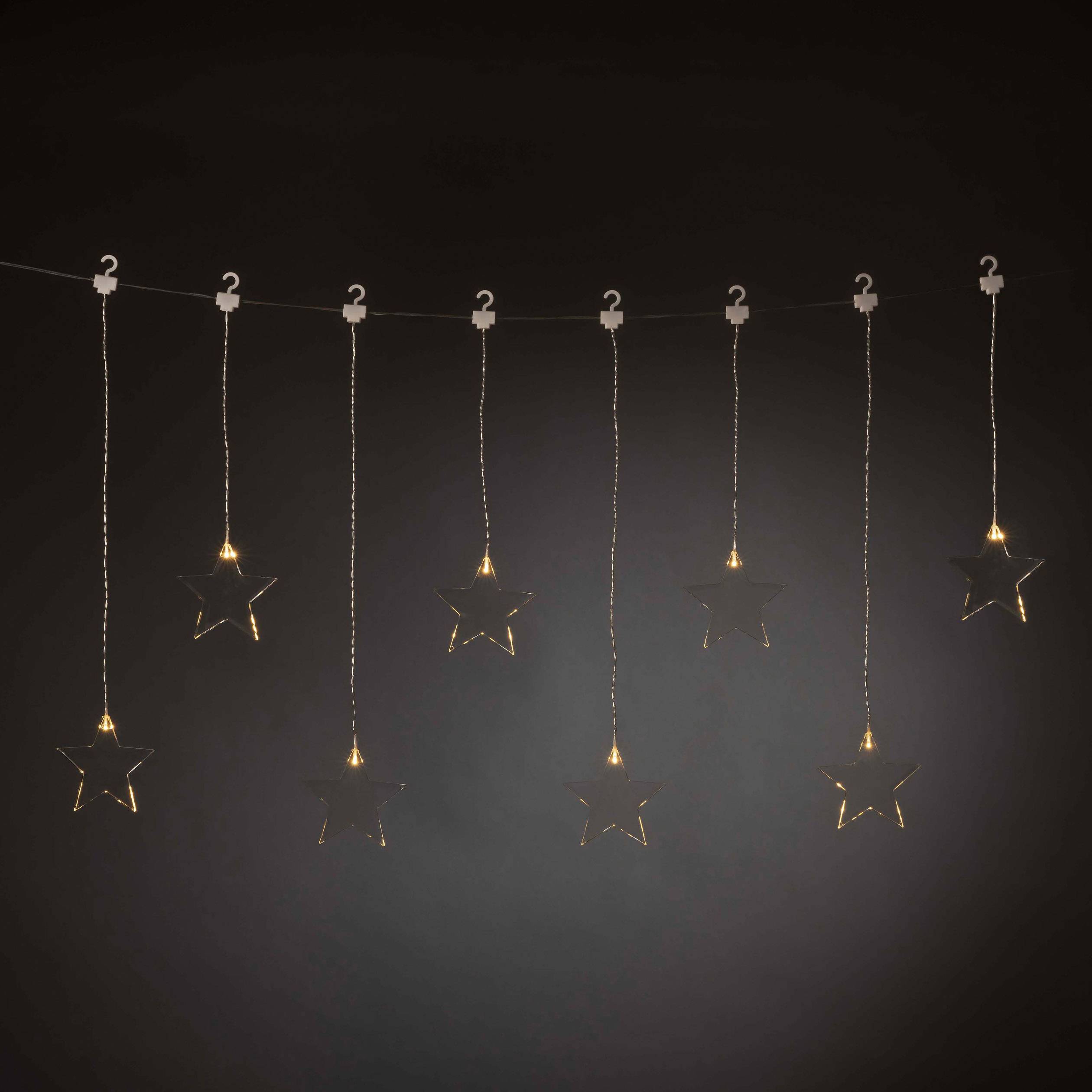 Konstsmide Guirlande lumineuse stalactites, étoiles pour l'intérieur/extérieur 3 V 8 LED blanc chaud