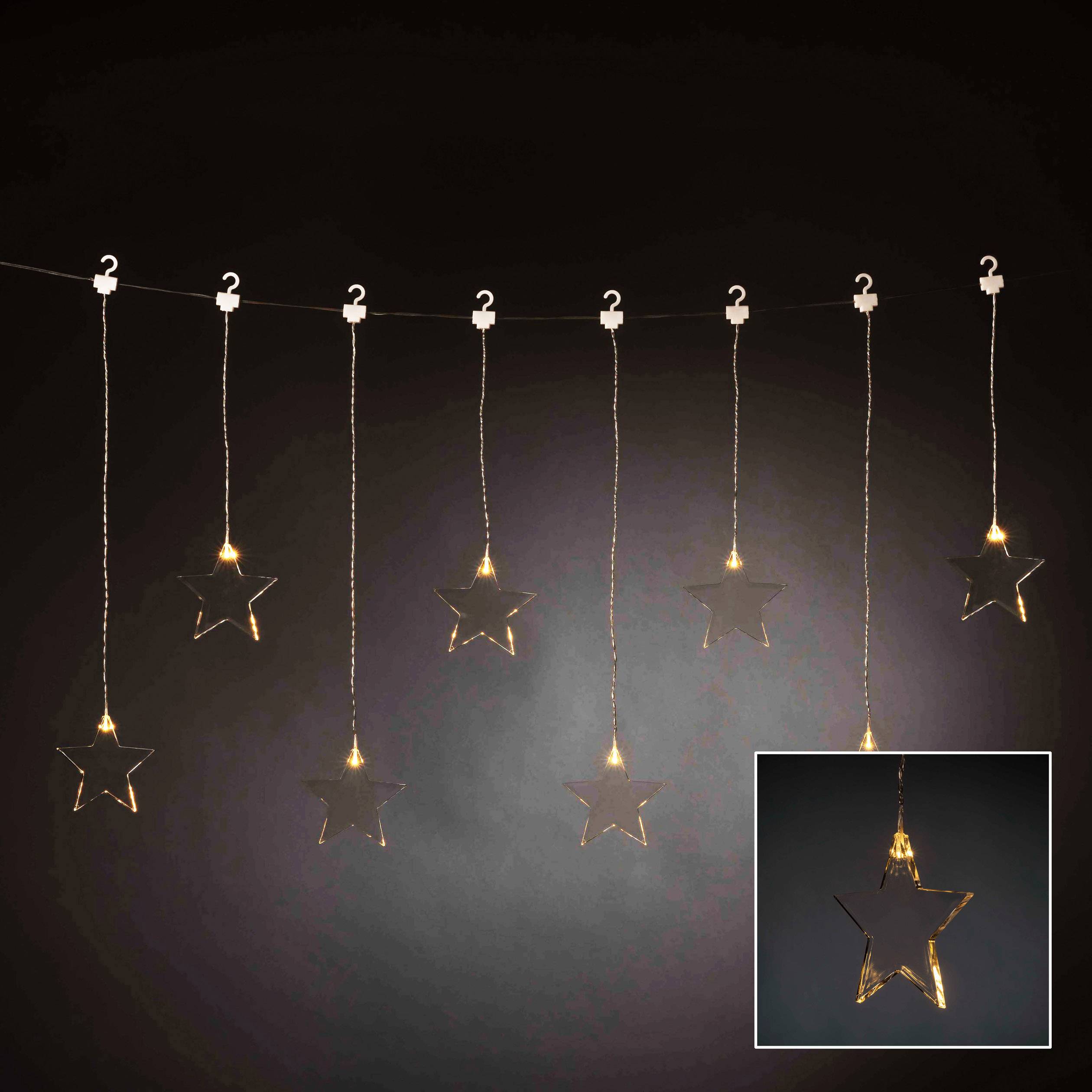 Konstsmide Guirlande lumineuse stalactites, étoiles pour l'intérieur/extérieur 3 V 8 LED blanc chaud