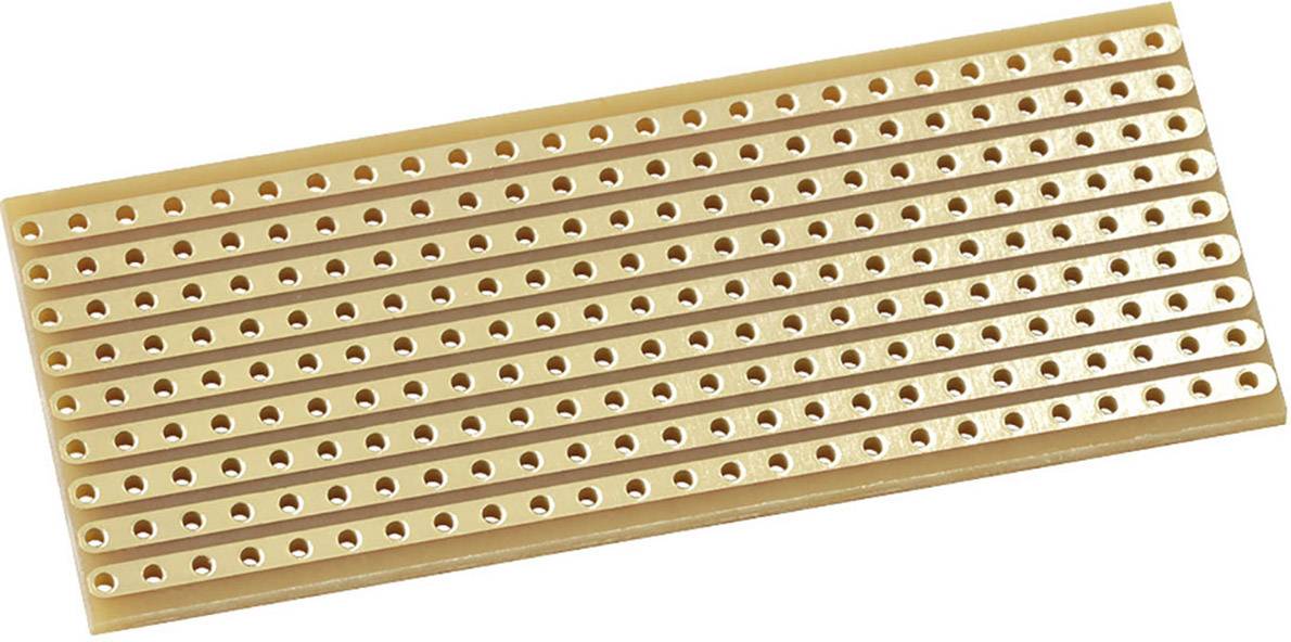 Kemo E015 Platine d'expérimentation doré Bakélite (L x l) 64 mm x 25 mm 35 µm Pas 2.54 mm Contenu