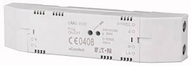 Un composant électrique blanc avec des étiquettes et des connexions, probablement un interrupteur ou un module de commande électronique.