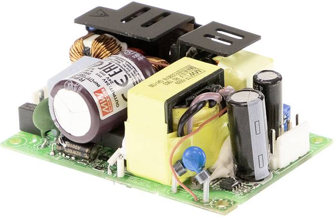Circuit électronique compact avec divers composants tels que des condensateurs, des inductances et un dissipateur thermique.