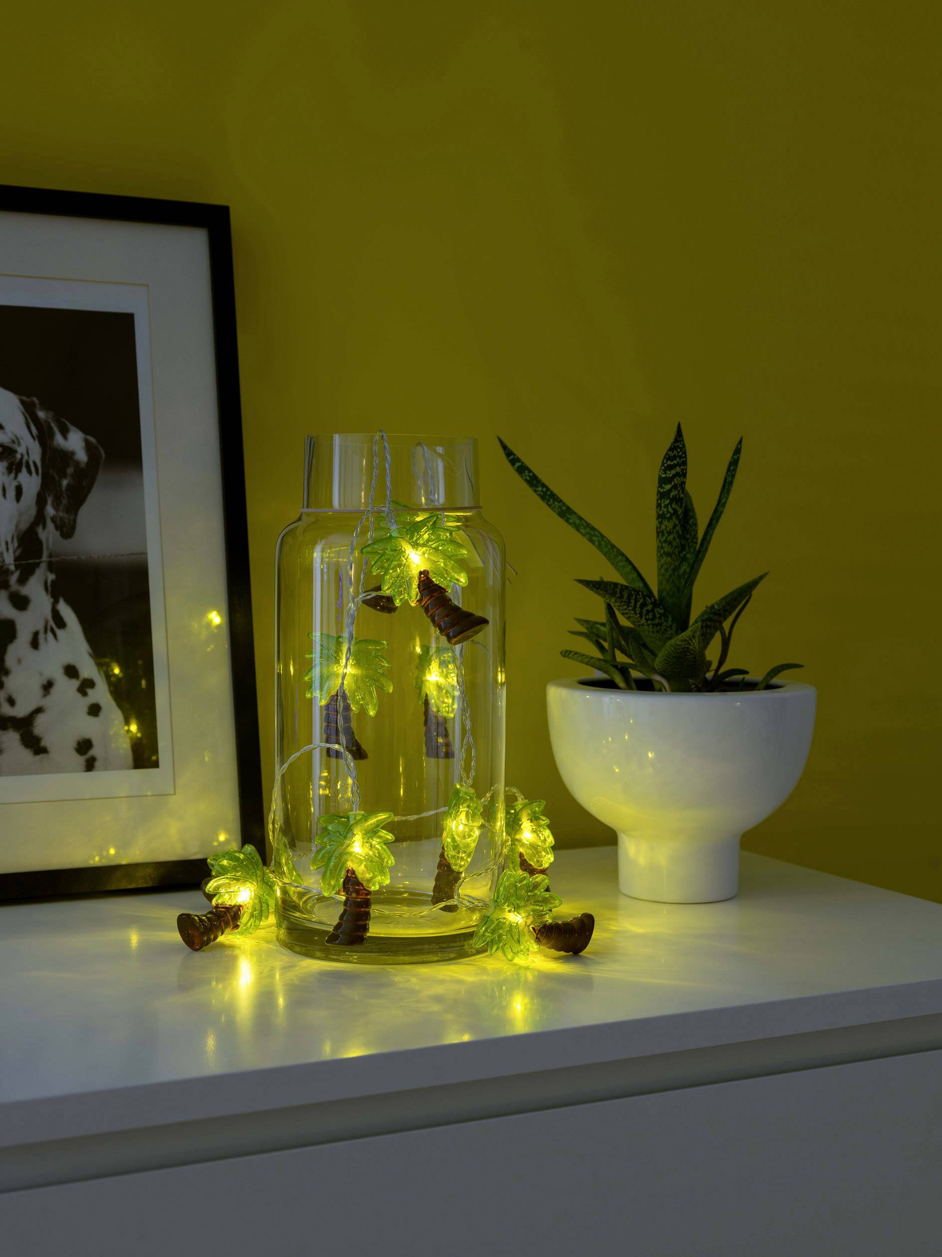 Konstsmide 3125-903 Guirlande lumineuse à motifs palmier pour l'intérieur à pile(s) Nombre de lumière 10 LED blanc chaud Longueur