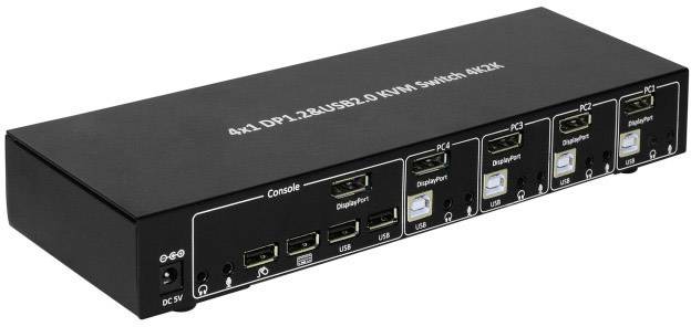 TECHly IDATA-DP-KVM4 4 ports Commutateur réseau DisplayPort Display-Port 3840 x 2160 pixels