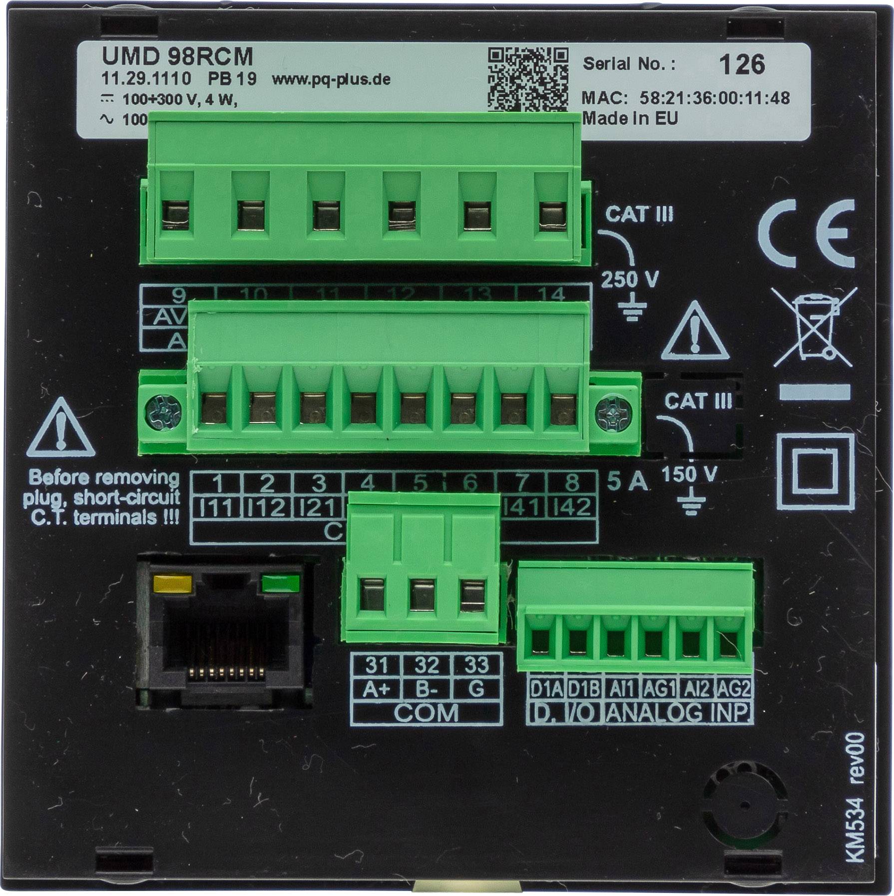 PQ Plus UMD 98RCM-T Appareil de mesure numérique à encastrer