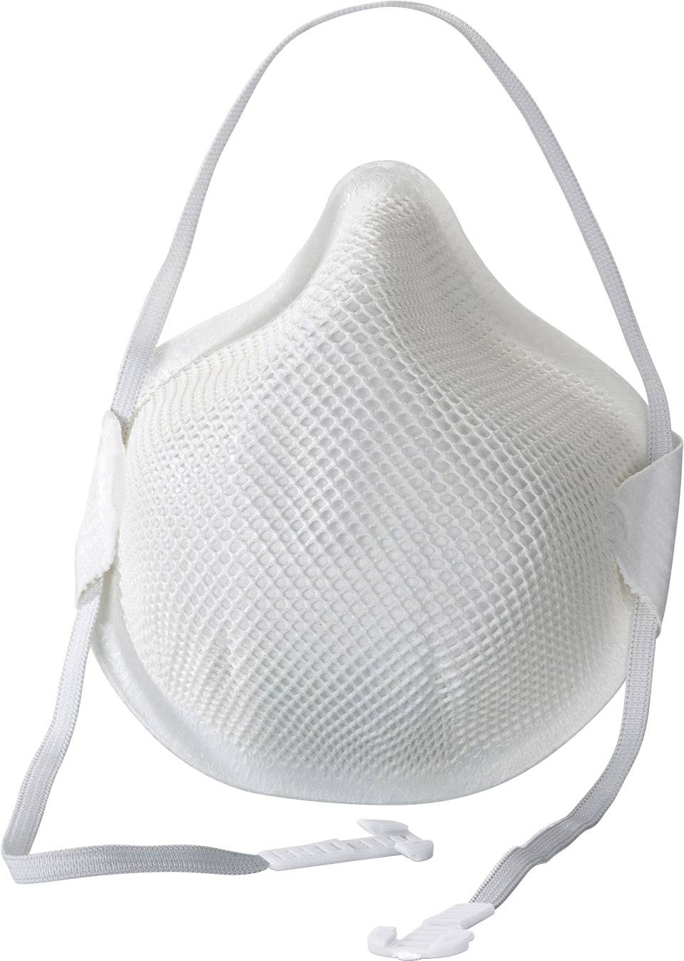 'Un masque de protection blanc avec des bandes élastiques, adapté pour se protéger des particules dans l'air.'