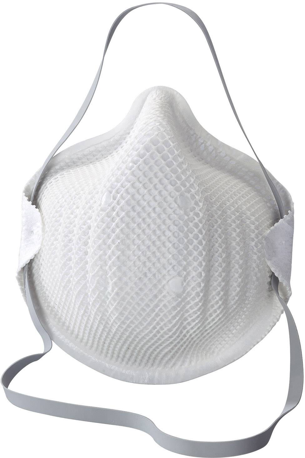 Un masque de protection blanc avec des bandes élastiques pour couvrir la bouche et le nez.