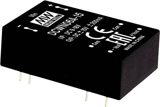 MEAN WELL DCWN06B-15 Module convertisseur CC/CC 200 mA 6 W Nbr. de sorties: 2 x Contenu 1 pc(s)