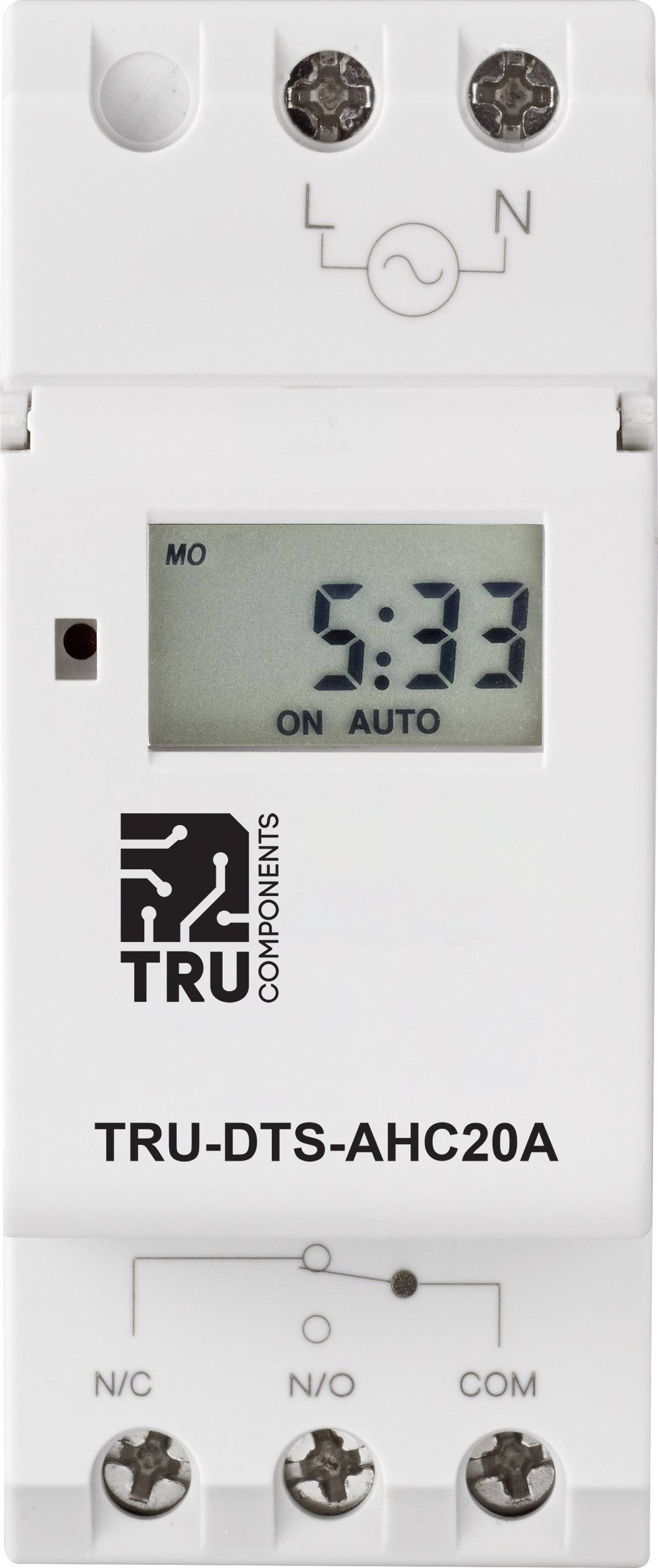 TRU COMPONENTS TC-8576104 Interrupteur horaire pour rail TRU-DTS-AHC20A 230 V/AC programme hebdomadaire