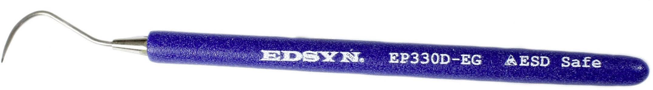 Outil bleu EDSYN à pointe coudée. Inscription : « EP330D-EG A ESD Safe ».