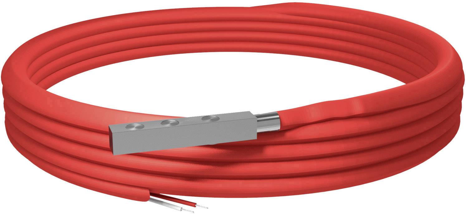 Câble de chauffage rouge avec dispositif de connexion rectangulaire pour applications électriques.