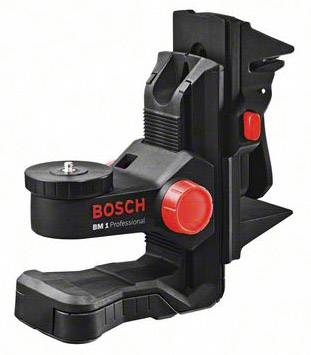 Support pour instruments de mesure, noir avec des accents rouges, marque Bosch. Adapté pour la fixation sur diverses surfaces pour des travaux précis.