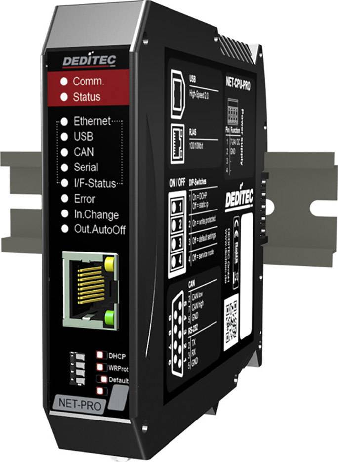 Deditec NET-CPU-PRO-CS NET-CPU-PRO-CS Module multifonction Bus CAN, USB, Ethernet, RS-232, RS-485 Nombre d'entrées: 0 x Nbr. de