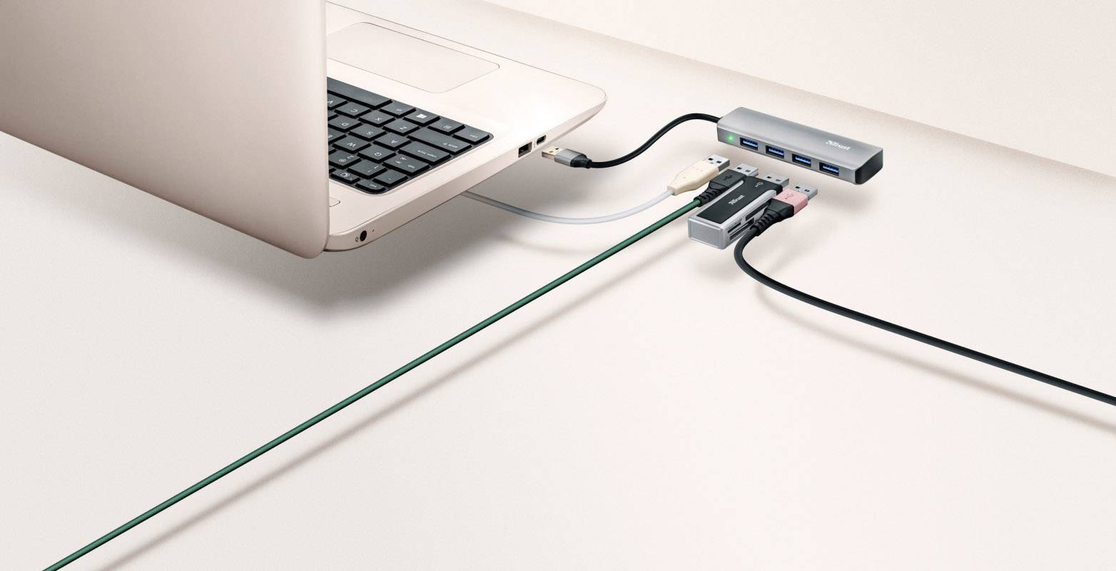 Hub USB 3.0 Trust HALYX 4 ports argent