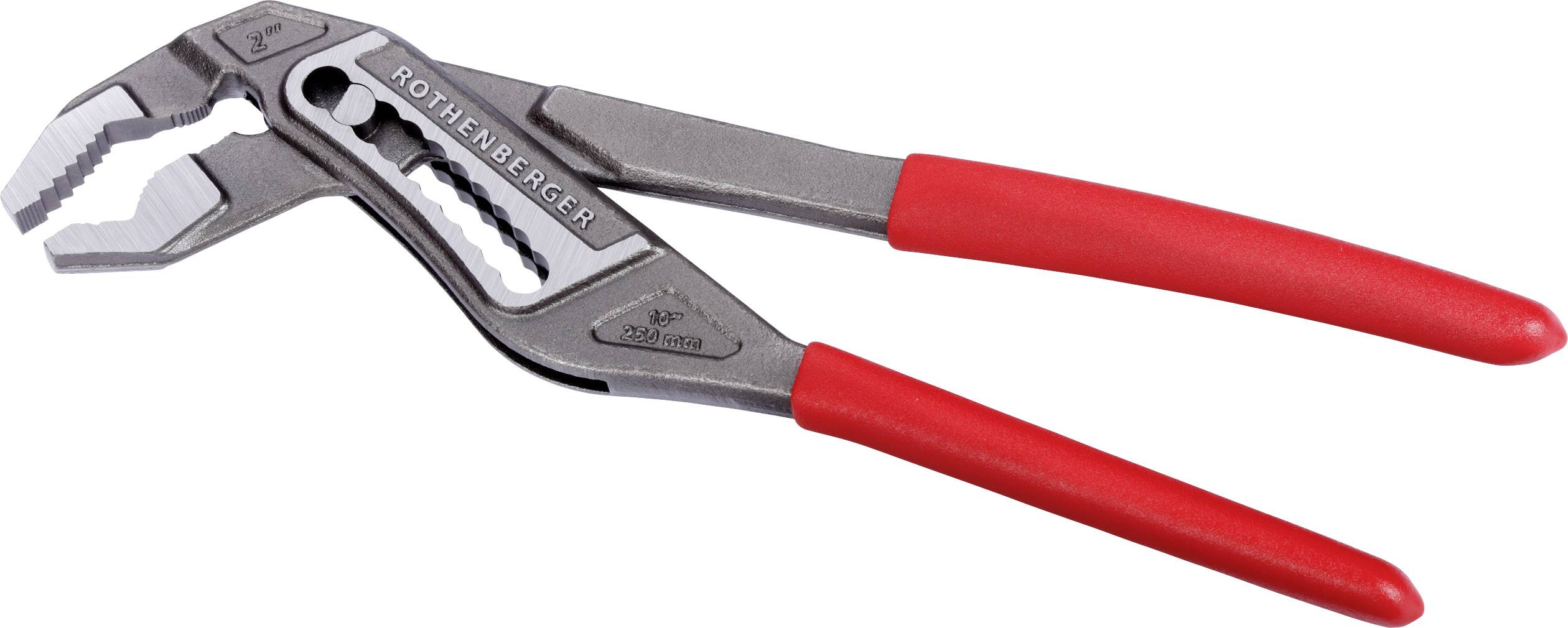 Une pince multiprise à poignées rouges, adaptée pour saisir et tourner des tuyaux ou des écrous.
