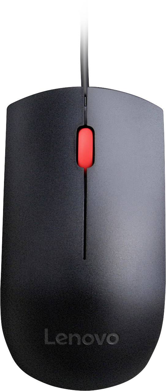 Lenovo Essential Souris ergonomique USB optique noir 3 Boutons 1600 dpi ergonomique