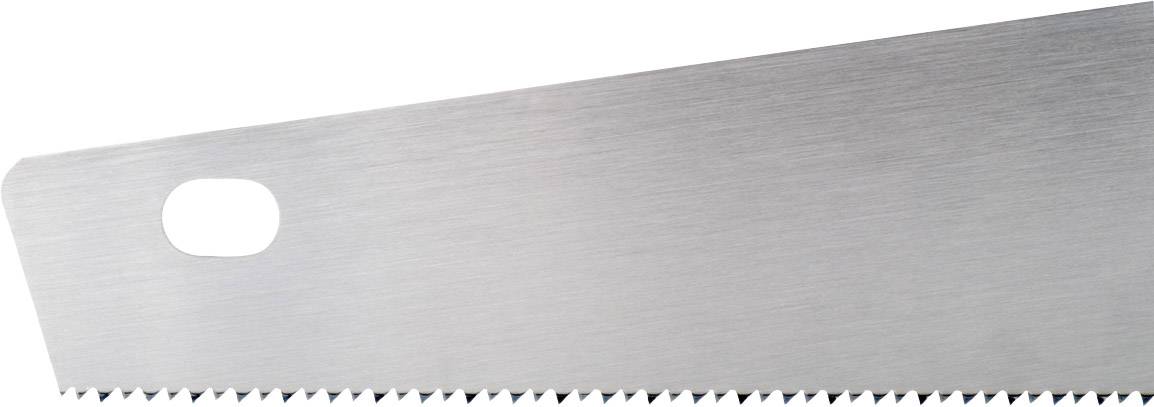 Nahaufnahme einer Metallsägeklinge mit feinen, scharfen Zähnen, die für präzises Schneiden geeignet ist.