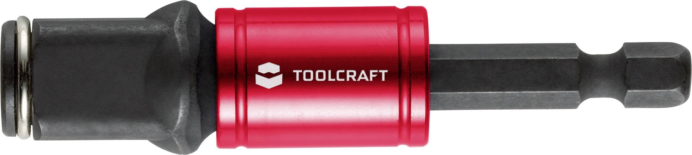 Un embout d'outil, marqué en rouge avec 'Toolcraft', doté d'une pointe hexagonale noire pour percer ou visser.