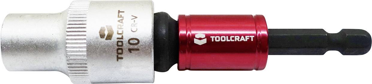 Écrou à ergots avec adaptateur à embout de Toolcraft, rouge-argent, taille 10, adapté aux travaux de vissage.