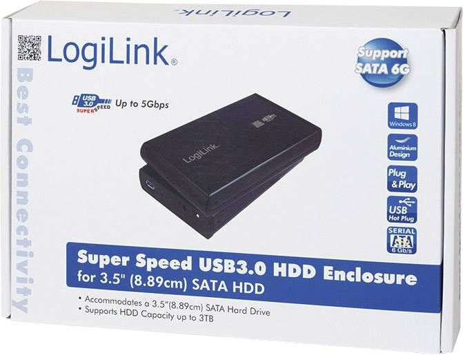 LogiLink UA0107 Boîtier pour disque dur 8,9 cm (3,5") 3.5 pouces USB 3.1 (Gen 1)
