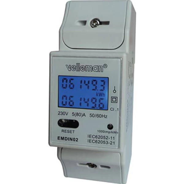 Compteur de coûts d'énergie Velleman EMDIN02 1 pc(s) Compteur de coûts d'énergie Velleman EMDIN02 1 pc(s)