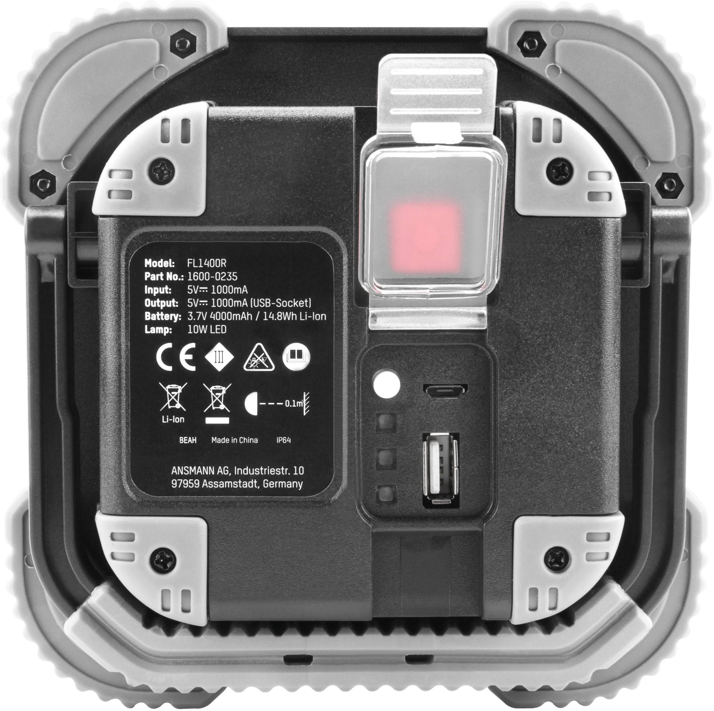 Ansmann 1600-0235 FL1400R LED Lampe de travail à batterie 10 W 1400 lm